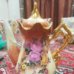 Antique Ornate Victorian Teapot - Gold Trimmed